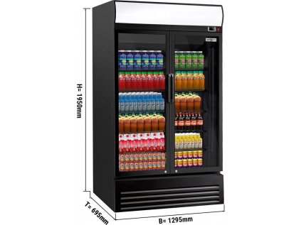 Chladnička na nápoje - 880 litrov - 2 dvere - Čierna
