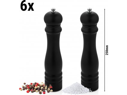 (12 kusov) Drevený mlynček na soľ a korenie - Výška: 25 cm