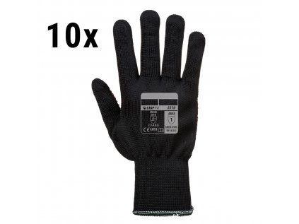 (10 párov) PVC rukavice s gombíkmi - Čierna / červená - Veľkosť: XXS