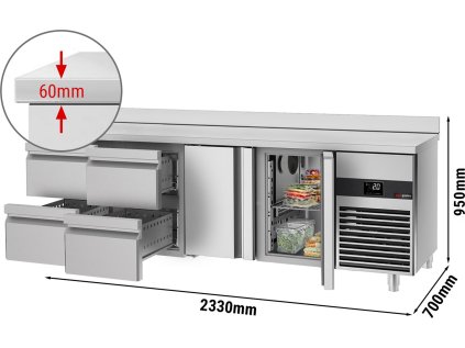 Chladící stůl PREMIUM - 2,3 x 0,7 m - se 2 dvířky a 4 zásuvkami 1/2