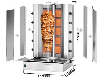 Gyros/ doner kebab gril - 5+5 hořáků - max. 120 kg (tvar V)