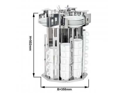 Cup & saucer dispenser - rotating - chrome