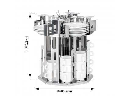 Stojan na šálky a podšálky  - otočný, kapacita 56 ks