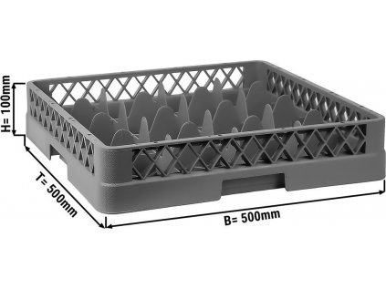 (6 kusov) Kôš do umývačky na sklo - 50 x 50 cm - so 16 priehradkami - šedý
