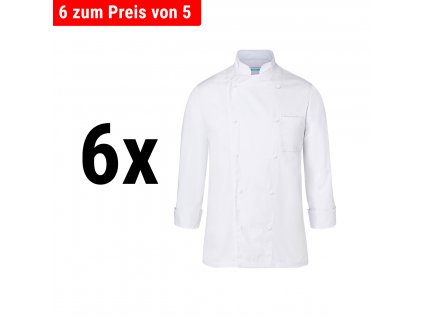 (6 kusov) Karlowsky Chef's bunda UNISEX Basic - biela - Veľkosť: XS