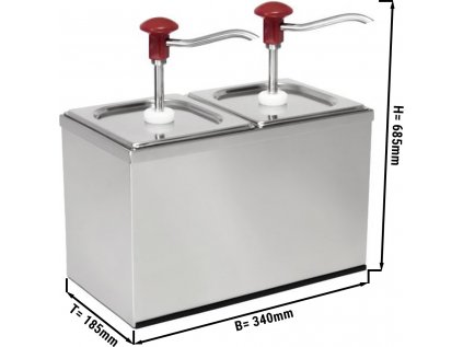 Dávkovač omáčky - 2x 2 litry - včetně nerezového rámu