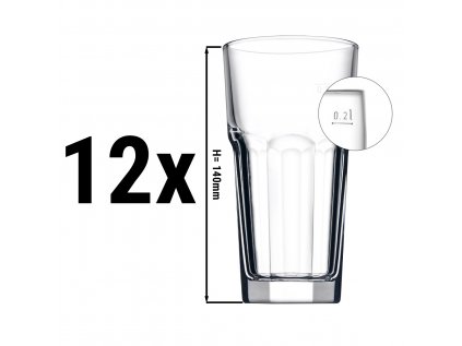 (12 kusov) CASABLANCA - poháre na long drinky/džúsy/pivo - 285 ccm - kalibrované na 0,2 litra