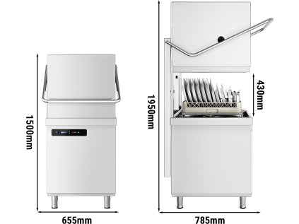 Priechodná umývačka riadu 7.1 kW - S vypúšťacím čerpadlom - S čerpadlom čistiaceho prostriedku - S odvápňovačom