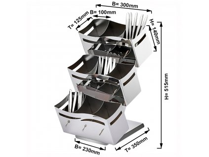 Příborník - s 3x3 policemi - chrom