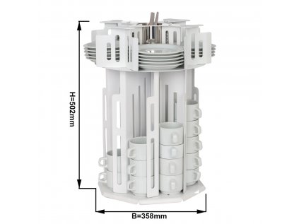 Cup-/ & saucer dispenser - rotating - white
