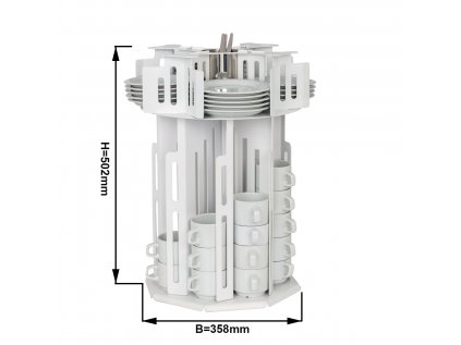 Cup & saucer dispenser - rotating - white