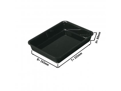 Obdĺžniková prezentačná miska GN 1/2 - Čierna - Bez BPA - 265 x 325 x 80 mm | panvica na mäso | zobrazovací zásobník | veľkoobjemová vaňa | Panvica na jedlo | škrupina | prípravná miska