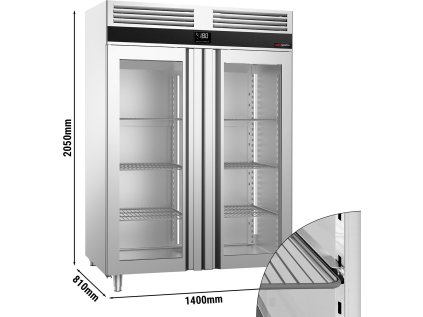 Mraznička - 1,4 x 0,81 m - 1400 litrů - se 2 prosklenými dveřmi