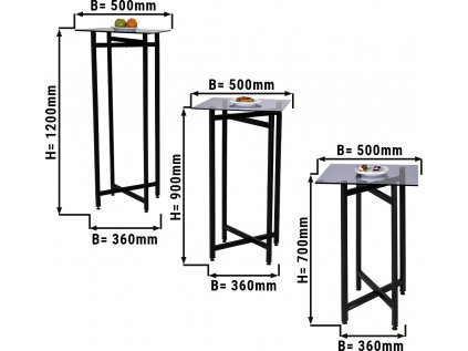 (3 kusy) sada bočných / konferenčných stolíkov - skladacia Výška - 70, 90 a 120 cm