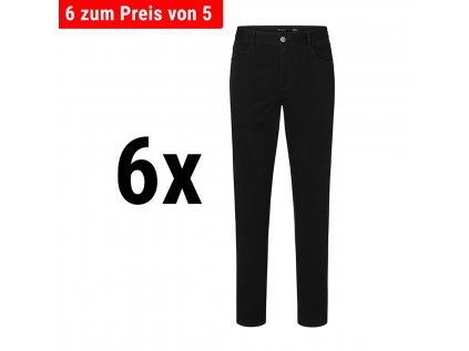(6 kusov) Karlowsky - Pánske nohavice s 5 vreckami - čierne - veľkosť: 54
