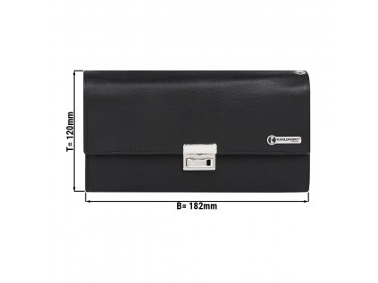 Čašnícka peňaženka / kabelka - 18,2 x 12 cm - Čierna - kožená