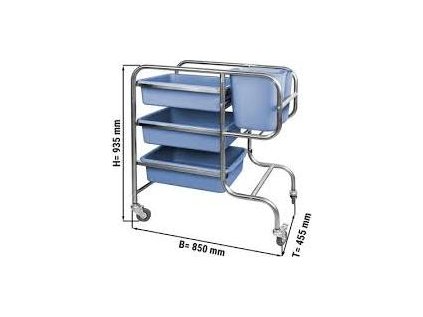 Upratovací vozík - s 3 policami a 2 vedierkami