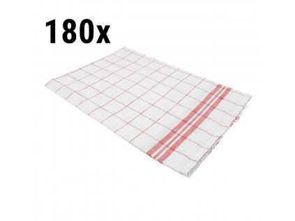 (180 kusů) Utěrka - 100% bavlna - 65 x 65 cm - červená / bílá