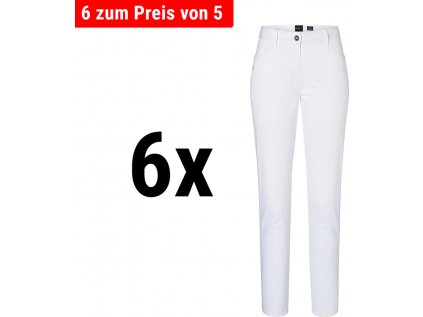 (6 kusov) Karlowsky - Dámske nohavice s 5 vreckami - biele - vel.: 38