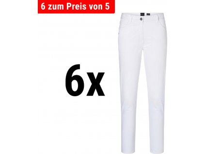 (6 kusov) Karlowsky - Dámske nohavice s 5 vreckami - biele - vel.: 42