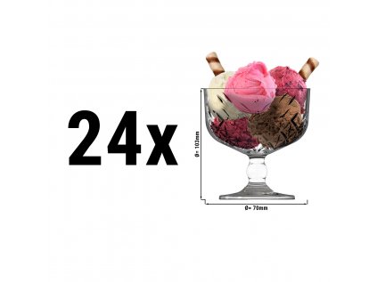 (24 kusů) Nadčasový pohár na zmrzlinu - sklo - 0,25 litru