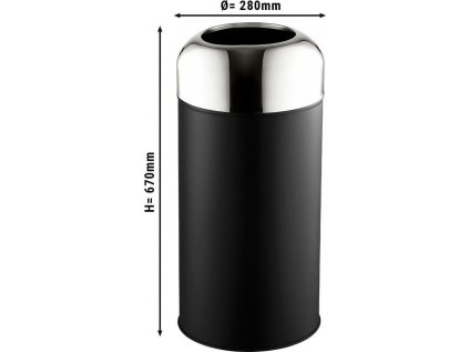 Vnitřní a venkovní odpadkový koš – 40 litrů – černá/chromová