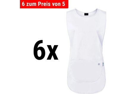 (6 pieces) KARLOWSKY | Essential Uniform Tabard Tunic – White - Size XL - Sleeveless - Pen Pocket