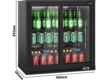 Barová chladnička - 0,9 m - 220 litrov - s 2 posuvnými dverami - vonku & vo vnútri čierna