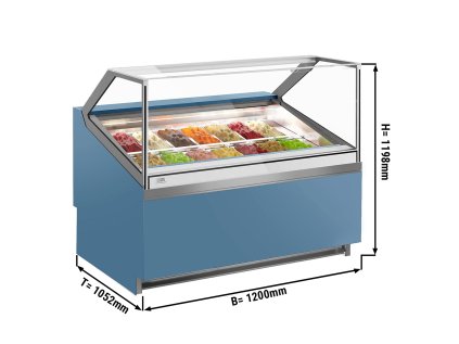 Ice cream counter IVY - 1292mm - Air circulation - for 14x 5 liter containers - Blue