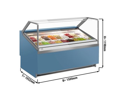 Ice cream counter IVY - 1606mm - Air circulation -   for 16x 5 liter containers - Blue