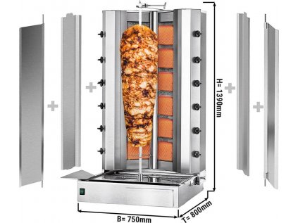 Gyros/kebab gril - 6+6 horákov - max. 150 kg (tvar V)