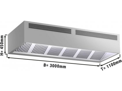 Indukční stropní digestoř - 3,0 m - s filtrem a LED lampou