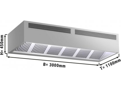 Indukčný stropný digestor - 3,0 m - s filtrom a LED lampou