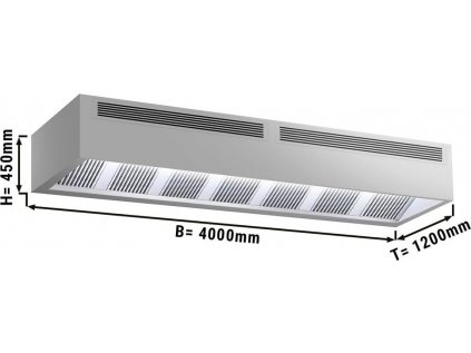 Indukční stropní digestoř - 4,0 m - s filtrem a LED lampou