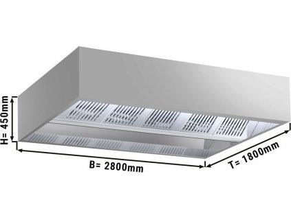 Indukční stropní digestoř - 2,8 m - s filtrem a LED lampou