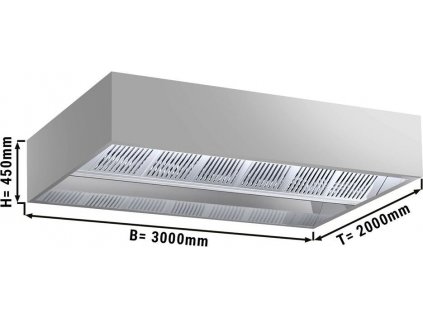 Indukčný stropný digestor - 3,0 m - s filtrom a LED lampou