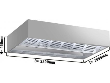 Indukční stropní digestoř - 3,2 m - s filtrem a LED lampou