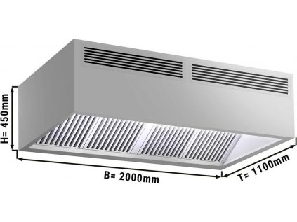 Indukčný stropný digestor - 2,0 m - s filtrom a LED lampou