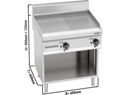 Grilovací deska- 1/2 hladký + 1/2 drážkovaný (8 kW)