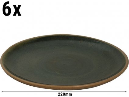 (6 kusov) WISTERIA - tanier plochý - Ø 22 cm - zelená/ béžová
