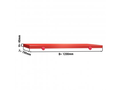 Cutting board for work table - 1200x700mm - HACCP compliant - Red