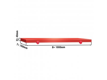 Cutting board for work table - 1000x700mm - HACCP compliant - Red