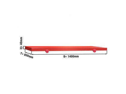 Cutting board for work table - 1400x800mm - HACCP compliant - Red