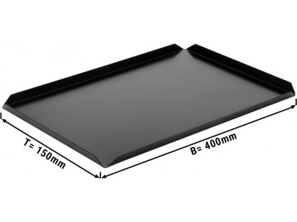 (5 kusov) Cukrársky prezentačný tanier z hliníka – 400 x 150 x 10 mm – čierny