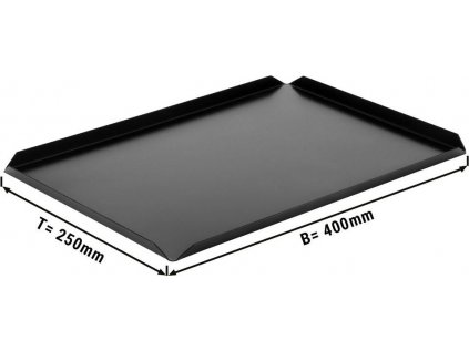 (5 kusov) Cukrársky prezentačný tanier z hliníka – 400 x 250 x 10 mm – čierny