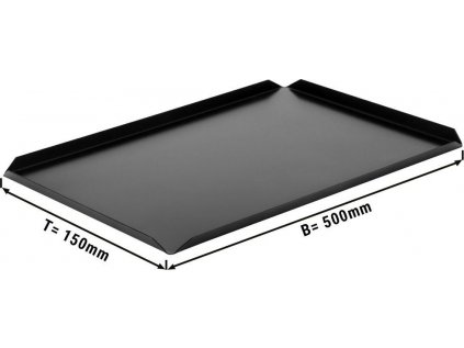 (5 kusů) Cukrářský prezentační talíř z hliníku – 500 x 150 x 10 mm – černý