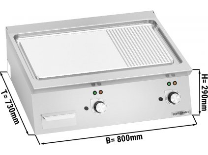 Grilovací deska-1/2 hladká a 1/2 drážkovaná (9,6 kW)