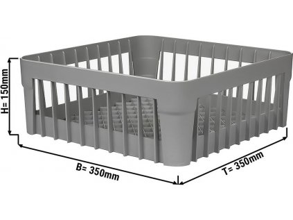 (6 kusů) Koš do myčky na mytí skla - Š 350 x H 350 x V 130 mm - šedý