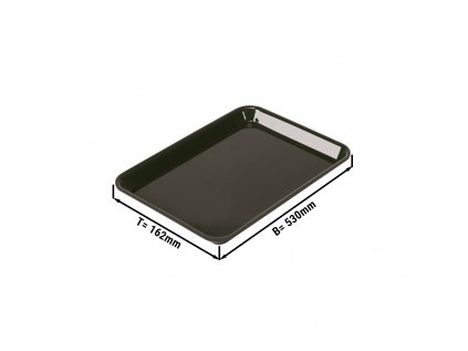 Obdélníkový prezentační podnos - černý - bez BPA - 265 x 200 x 17 mm | Prezentační podnos | Pultový podnos | Podnos na dorty | Pultový podnos | Podnos na maso | Podnos | Podnos na pečivo
