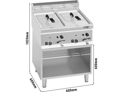 Plynová dvojitá fritéza 8+8 litrů s otevřenou základnou